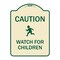 Signmission Designer Series-Caution Watch For Children Tan & Green, 24" x 18", TG-1824-9860 A-DES-TG-1824-9860 - alternate 1